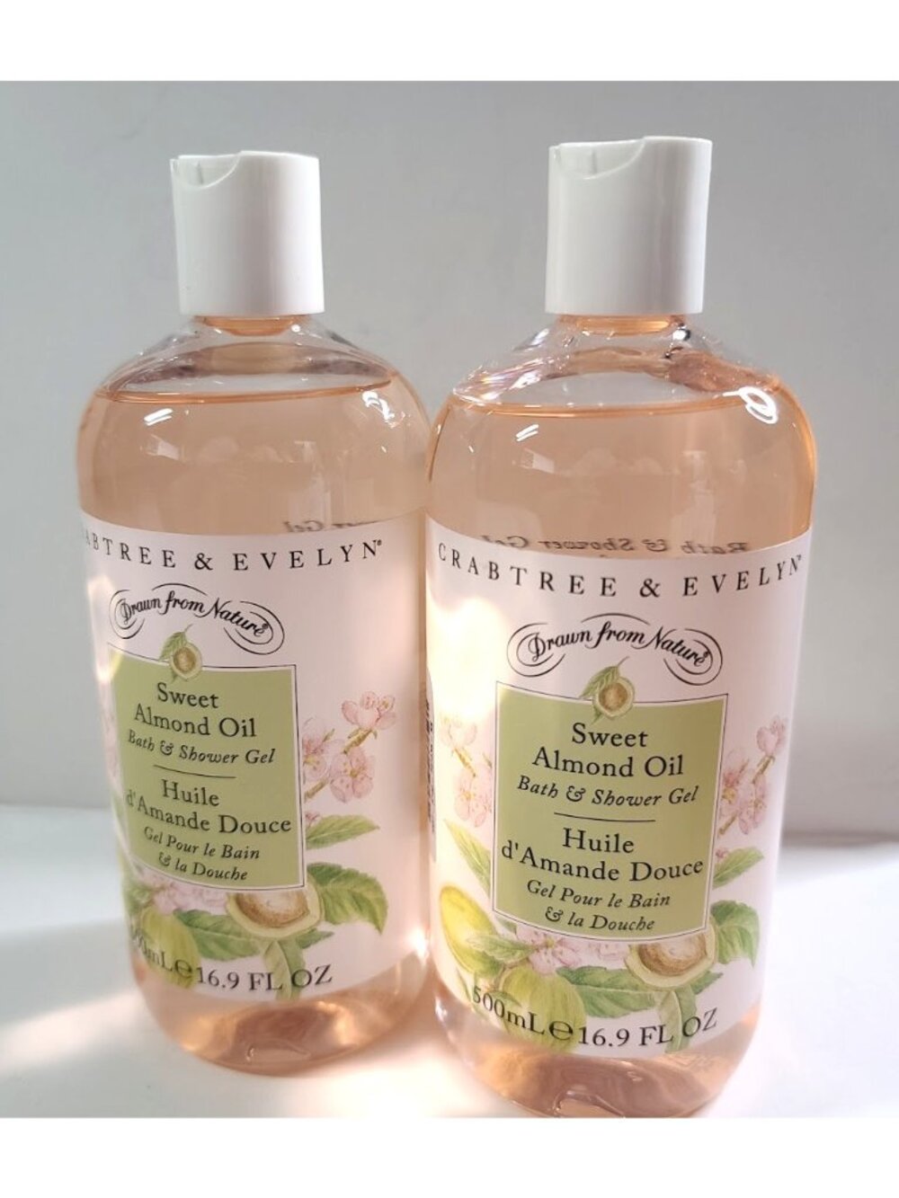 Lot of 2 Crabtree & Evelyn Sweet Almond Oil Bath & Shower Gel 16.9 fl oz NEW